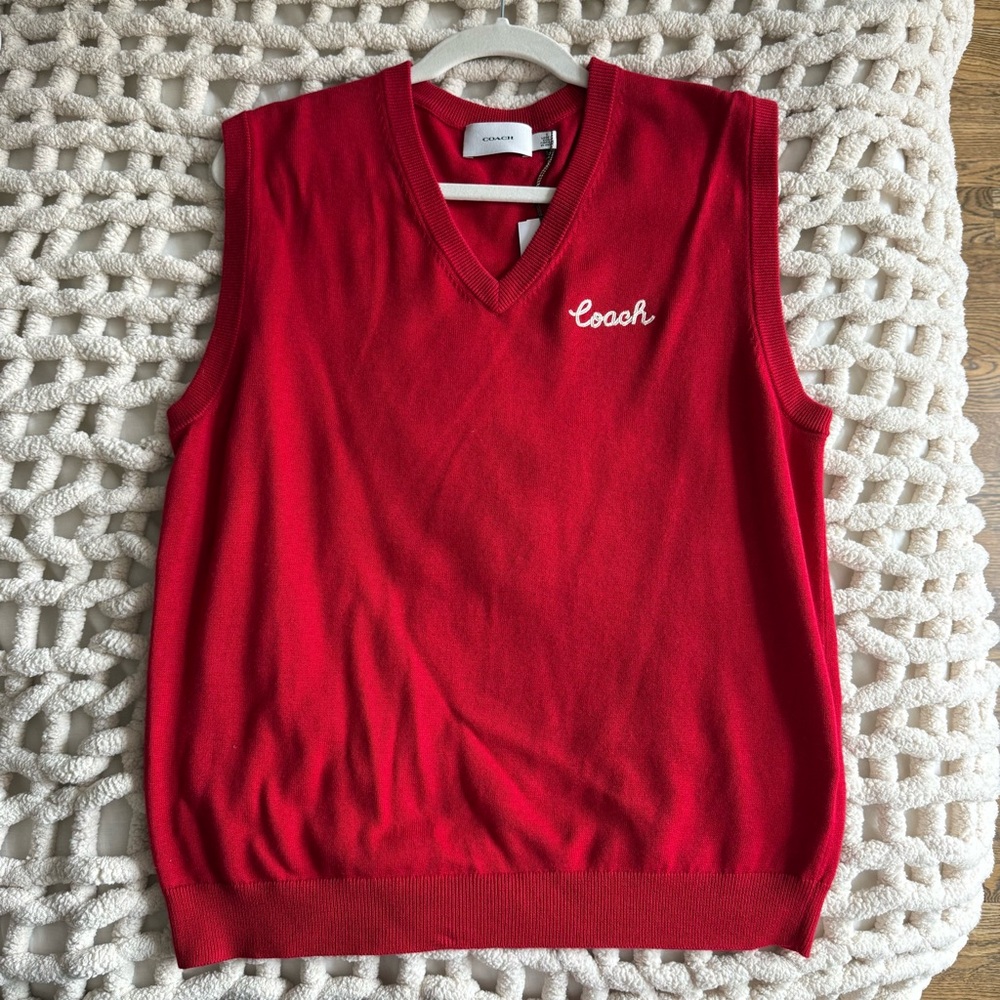 Coach red sweater vest